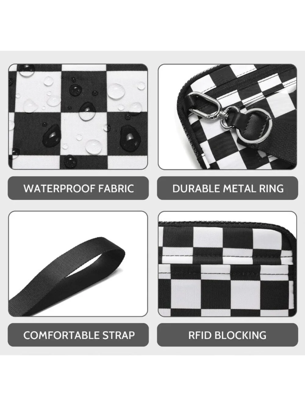 Quilted Nylon Wristlet Wallet for Women - 4 Zipper Travel Credit Card & Phone
